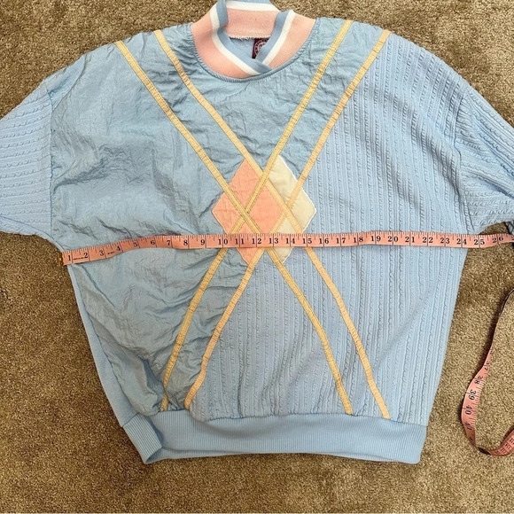 Vintage 80s pastel windbreaker in pink and light blue size large - Picture 6 of 8